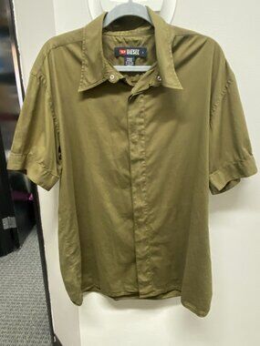 Diesel Khaki Short Sleeve Button Down Shirt Size L